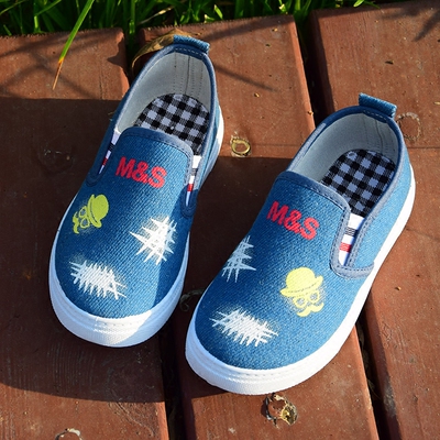 特价秋季儿童布鞋一脚蹬低帮男童帆布鞋女童单鞋3-10岁中大童板鞋