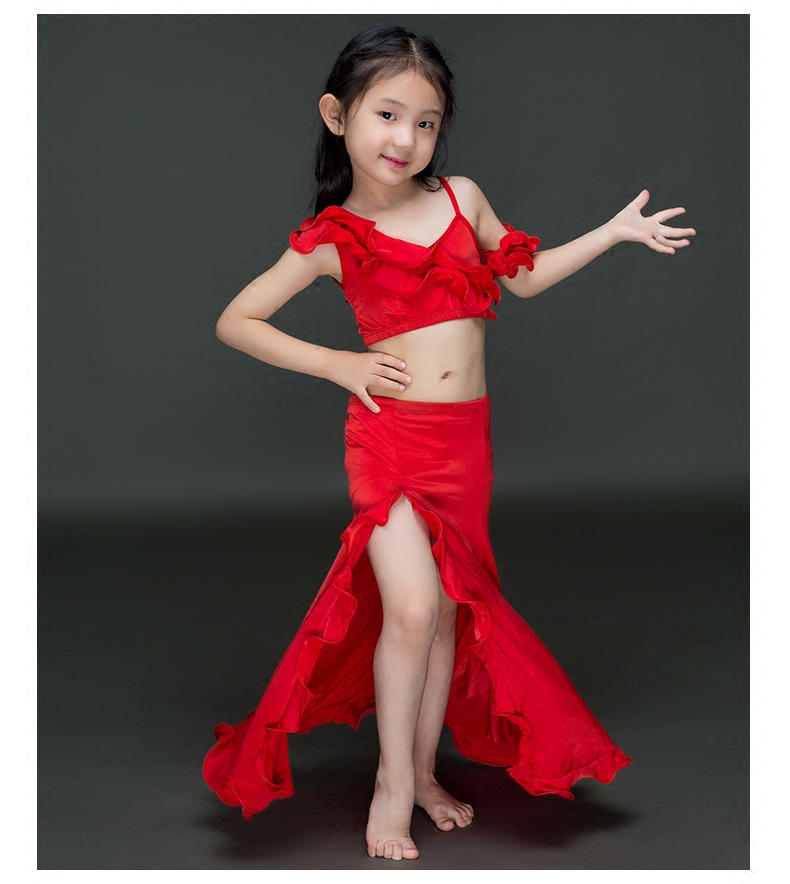 儿童肚皮舞表演服套装2018新款女童少儿舞台演出练功服装长裙