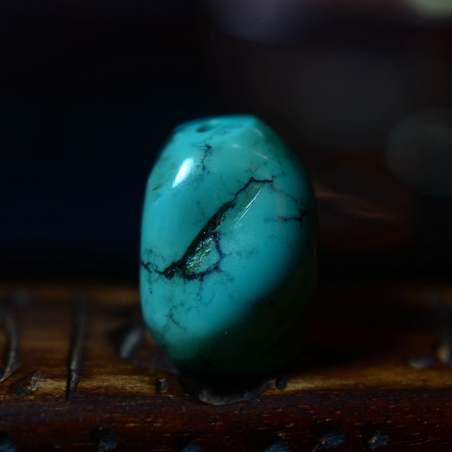 西藏精品天然老绿松石瓷松原石背云坠项链吊坠佛珠配件手串配饰