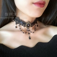 "Liangyan Nian" Готическая лолита корт ретро великолепный барочный хрустальный кристалл из бисера Кристалл Черный Женский Ожерелье