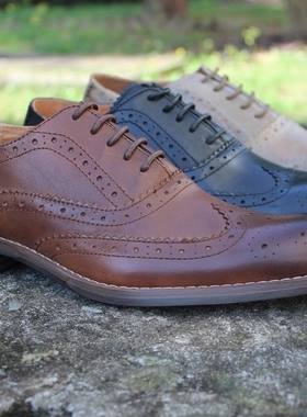 外贸男鞋雕花brogue牛津鞋布洛克英伦复古手工擦色真皮鞋大码4647