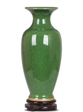 仿古钧瓷陶瓷大花瓶绿色复古瓷瓶富贵竹插花器客厅电视柜装饰摆件