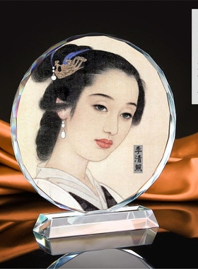 李清照画像水晶桌面摆件工艺礼品