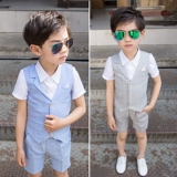 Cậu bé máy chủ ăn mặc mùa hè ăn mặc Anh cậu bé ăn mặc hoa nhỏ cô gái ăn mặc mùa hè phù hợp với trang phục phù hợp với đầm trẻ em cao cấp