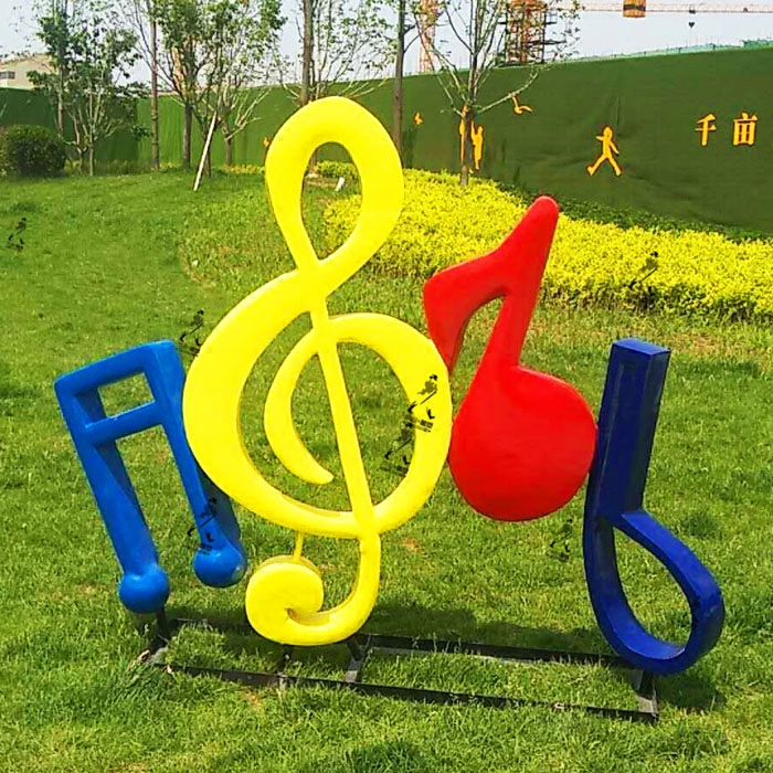 玻璃钢彩绘现代音乐人物符号景观雕塑摆件音符雕塑铁艺音符摆件