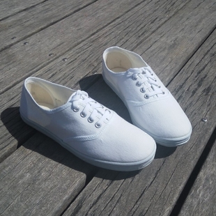 白球鞋 女小白鞋 帆布男白网鞋 国途青岛环球正品 系带白布鞋 体操鞋
