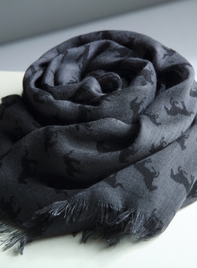 欧美时尚风百搭灰色纯棉围巾洋气潮人之选春夏秋冬季男女围巾丝巾