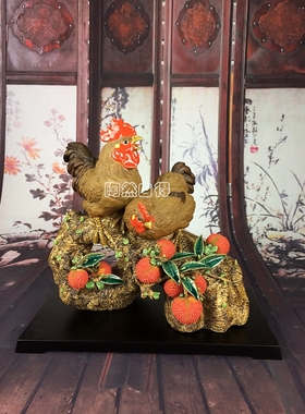 陶瓷鸡年吉祥物礼品陶瓷摆件创意家居工艺客厅办公室装饰和合吉庆
