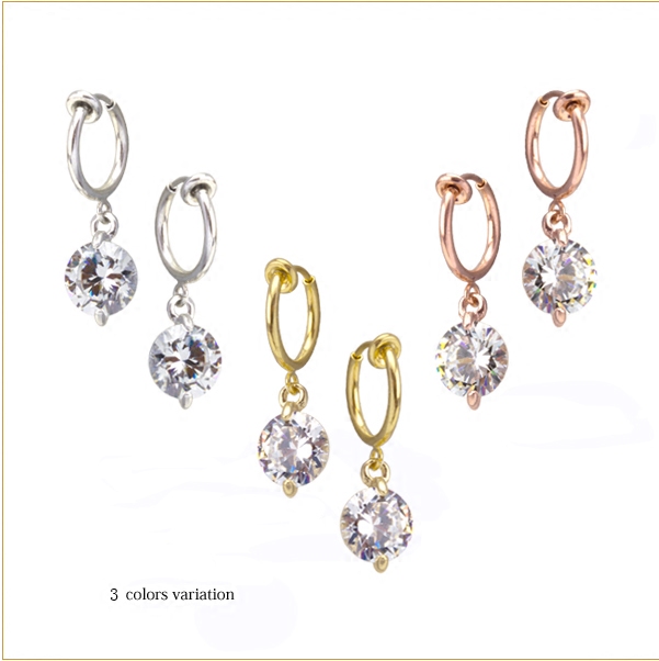 日本超闪圈圈耳夹经典款日系锆石