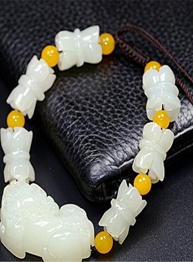 转运珠招财貔貅玉石手链送礼包邮