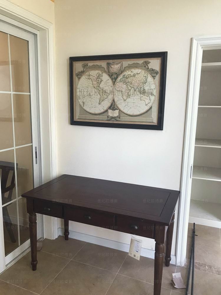 进口原版画芯美式实木框装裱客厅书房航海图装饰画库克船长航海图