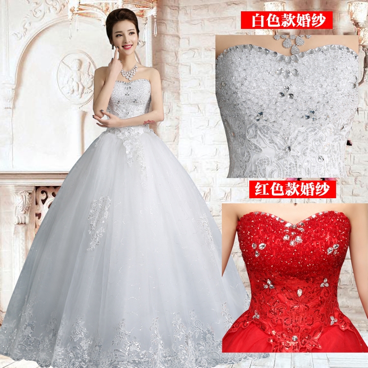 2019新款新娘结婚纱礼服韩版修身齐地显瘦孕妇抹胸绑带婚纱一字肩在类目 女装/女士精品, 婚纱/旗袍/礼服, 婚纱中 - 来自Buy2taobao.com提供专业的淘宝代购服务