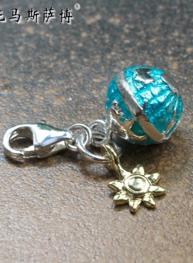 镀18k金小太阳与蓝色地球吊坠-托马斯萨博项坠子 sun earth charm