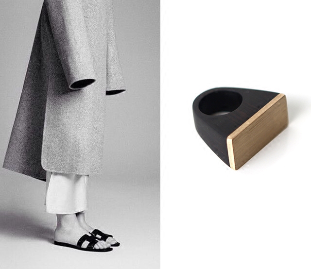 黑檀木拼接时装造型夸张大戒指