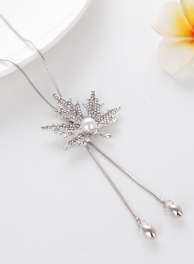 长款毛衣链树叶子韩国流苏吊坠