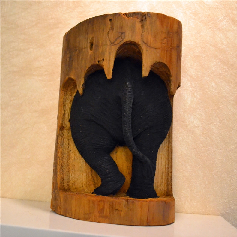 诗玛哈东南亚风格泰国木雕大象摆件家居装饰品吉象象大象雕刻屁股