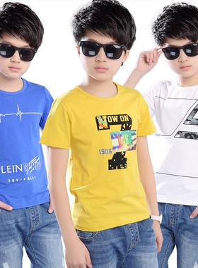 男童短袖t恤2025新款夏装韩版儿童短袖T恤中大童小男孩纯棉上衣潮