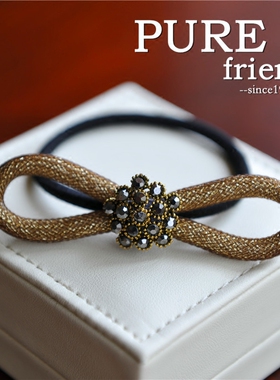满58包邮】正品PureFriend发饰 欧美流行百搭蝴蝶结皮筋发绳发圈
