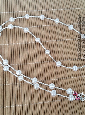 天然珍珠毛衣项链S925纯银配件纯银银配件佛牌挂链可定制其他款式