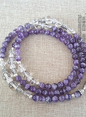 天然梦幻紫水晶项链银色泰国佛牌毛衣挂链可定制款式