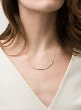 新品14K包金手工锤面女叠戴项链