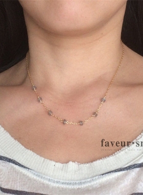 美国包金天然灰月光石不褪色项链