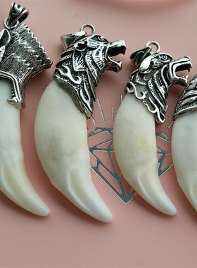 天然男士手链狼牙吊坠