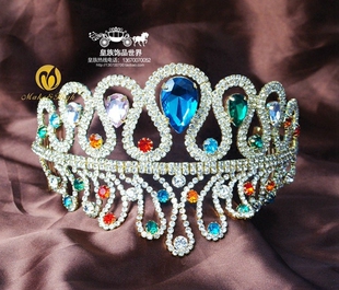 皇族派对结婚蕾丝宝石皇冠选美水晶新娘发箍头饰情人节生日礼物