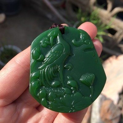 火凤凰凤戏牡丹豁达客玉吊坠项链