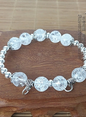 天然白水晶爆花S925纯银泰银配件佛牌挂链手串手链可定制款式