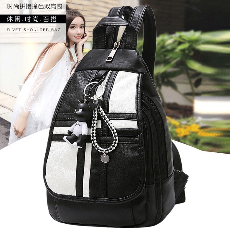 Mosaic Mini Backpack Female bag Korean Edition leisure time knapsack lady Bag new pattern 2017 washing Chest pack Soft leatherin the Leather/Lady bags/Men's bag, Backpack  category - from Buy2taobao.com to provide professional Taobao agent buy service
