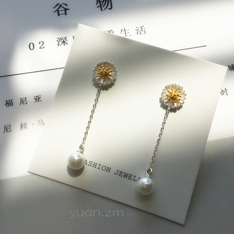 仙女范~925纯银小雏菊耳环甜美气质银耳坠花朵耳时尚清新耳饰品