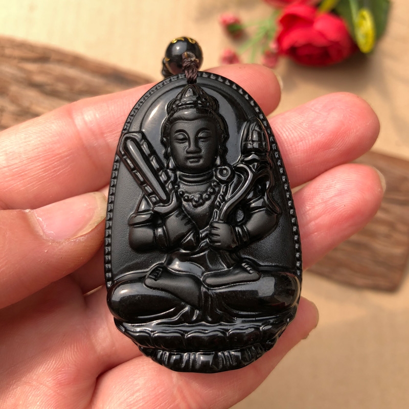 天然黑曜石八大守护神吊牌转运护身本命年玉牌项链挂件送证书