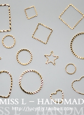 F75 铜镀真金批花几何图形集合 铜DIY饰品耳饰配件 圆形正方形