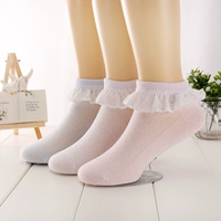 Vớ nhảy cho bé tất ren cotton trắng mùa hè mỏng bé lưới tất mùa xuân và mùa thu bé gái vớ công chúa - Vớ vớ chống trơn trượt cho bé