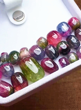 diy西瓜路路通锁骨链手串紫碧玺