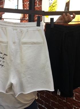 外穿百搭韩版夏款毛圈棉五分短裤女宽松阔腿裤毛边纯棉显瘦水洗棉