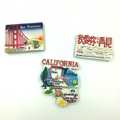 出口美国加利福尼亚地图 66号公路旧金山金门大桥旅游 树脂冰箱贴