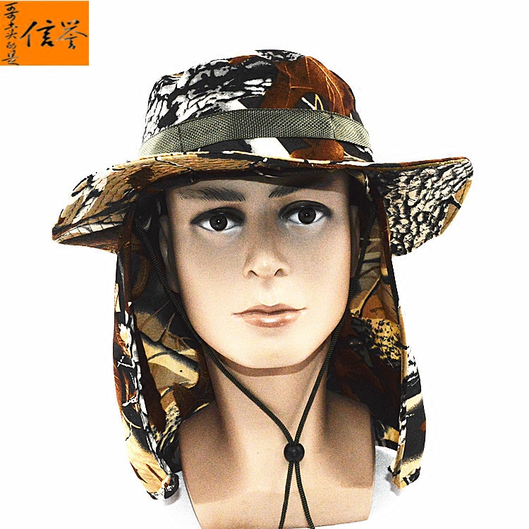 防晒男奔尼渔夫帽潮登山迷彩帽子