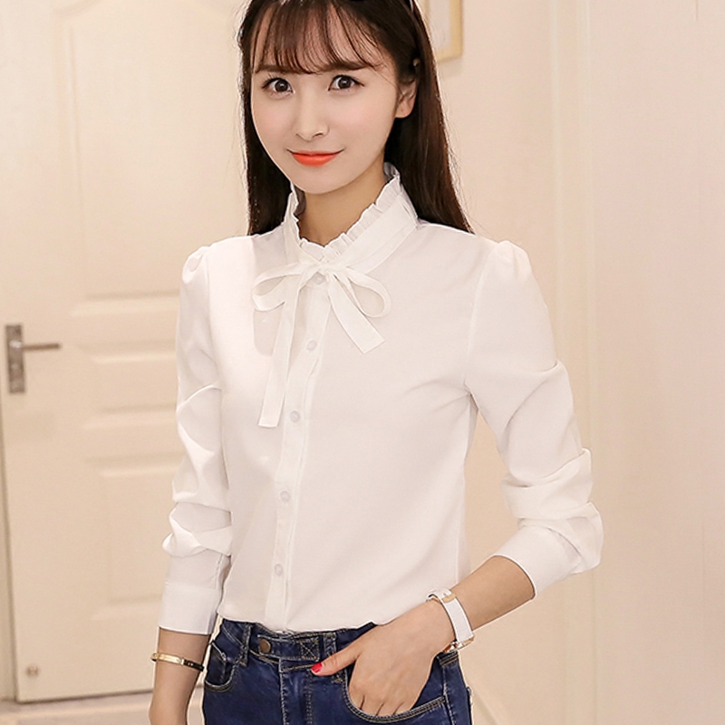 2021 Spring Women's wear new pattern Versatile Korean Fan white Long sleeve leisure time Chiffon student jacket Base coatin the Women's clothing/Boutique , Shirt  category - from Buy2taobao.com to provide professional Taobao agent buy service
