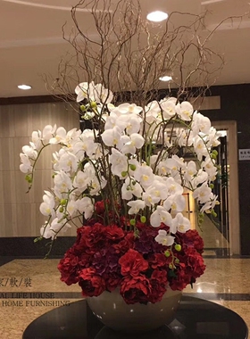 大型仿真花整体装饰花艺套装  酒店会所售楼部样板间大堂圆桌假花