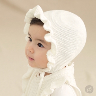 针织帽子 婴幼儿童春秋季 M284韩国进口公主帽 女宝宝防风护耳胎帽