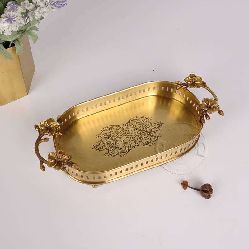 European style American style India Imported manual Retro Carved Hollow brass Tray Pure copper Storage tray tea tray Fruit platein the Home accessories , Decorative items , Fruit plate/Fruit baskets  category - from Buy2taobao.com to provide professional Taobao agent buy service