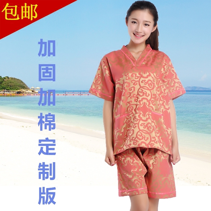 高档富贵花纳米汗蒸服 纯棉女款美容服男大码桑拿服浴场浴衣包邮