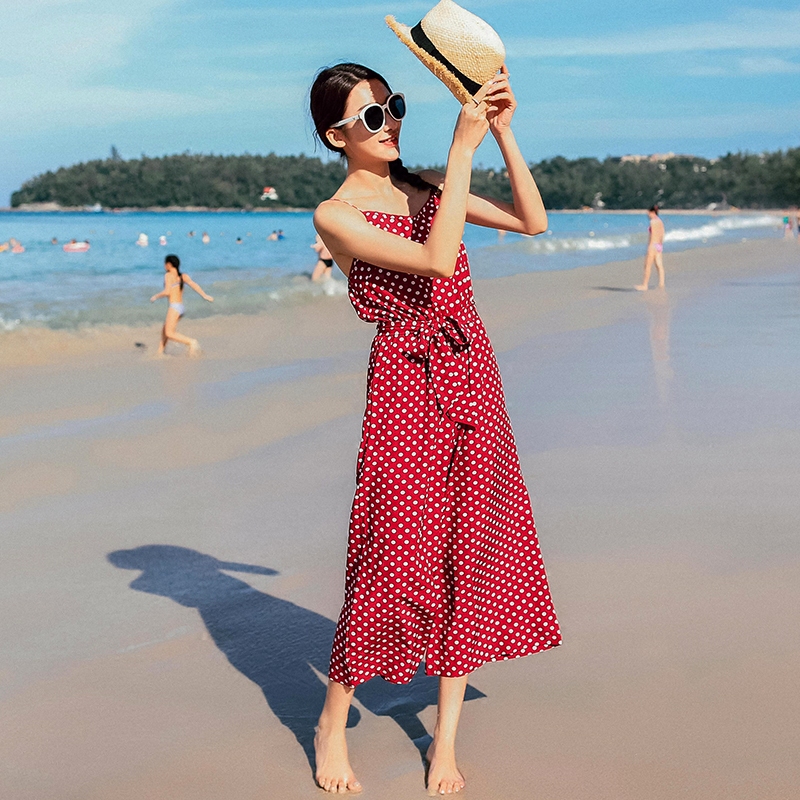 Chiffon Wave camisole Conjoined Wide leg pants shorts 2019 new pattern Korean Edition Show thin Paige gules Jumpsuitin the Women's clothing/Boutique , Pants , Casual pants  category - from Buy2taobao.com to provide professional Taobao agent buy service