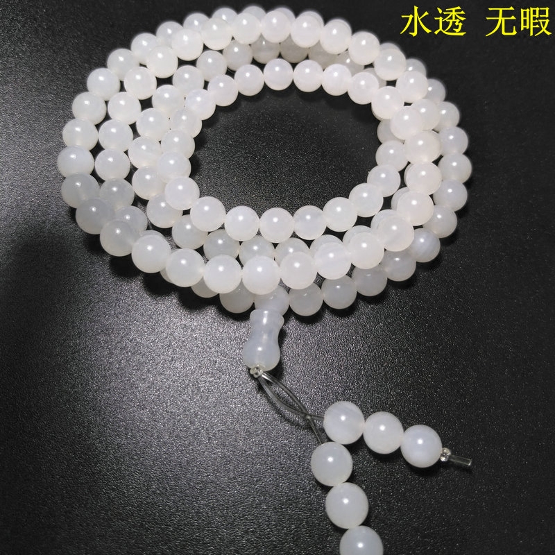 海南纯天然玉化水冰透贝手链手串5/6/810mm 无瑕疵毛衣链厂家直销