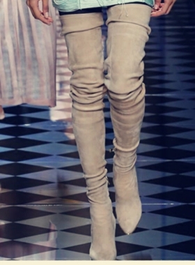 silla rulers 女靴超高跟 尖头  弹力绒  舒适超长靴时尚