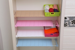 分层衣柜隔板收纳免钉可伸缩置物架宿舍橱柜浴室分隔层架柜子包邮