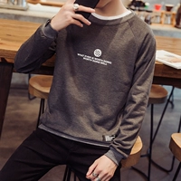 Áo len nam mùa xuân 2019 mới phiên bản Hàn Quốc của áo cổ tròn in xu hướng dài tay áo sơ mi nam - Mùa xuân áo sơ mi trắng nữ form rộng