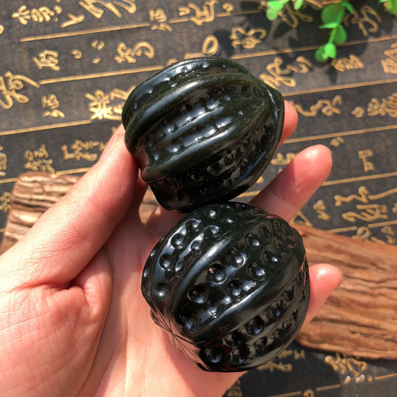天然和田玉健身球老少皆健身题材手球送证书